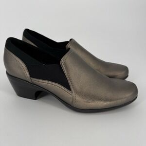 Clarks Emily Amelia Women's Heeled Bootie Metallic Gold Black Leather US Size 10